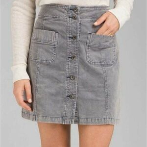 Prana Merrigan Gray Organic Cotton Corduroy Mini Skirt Preppy Capsule Size 4